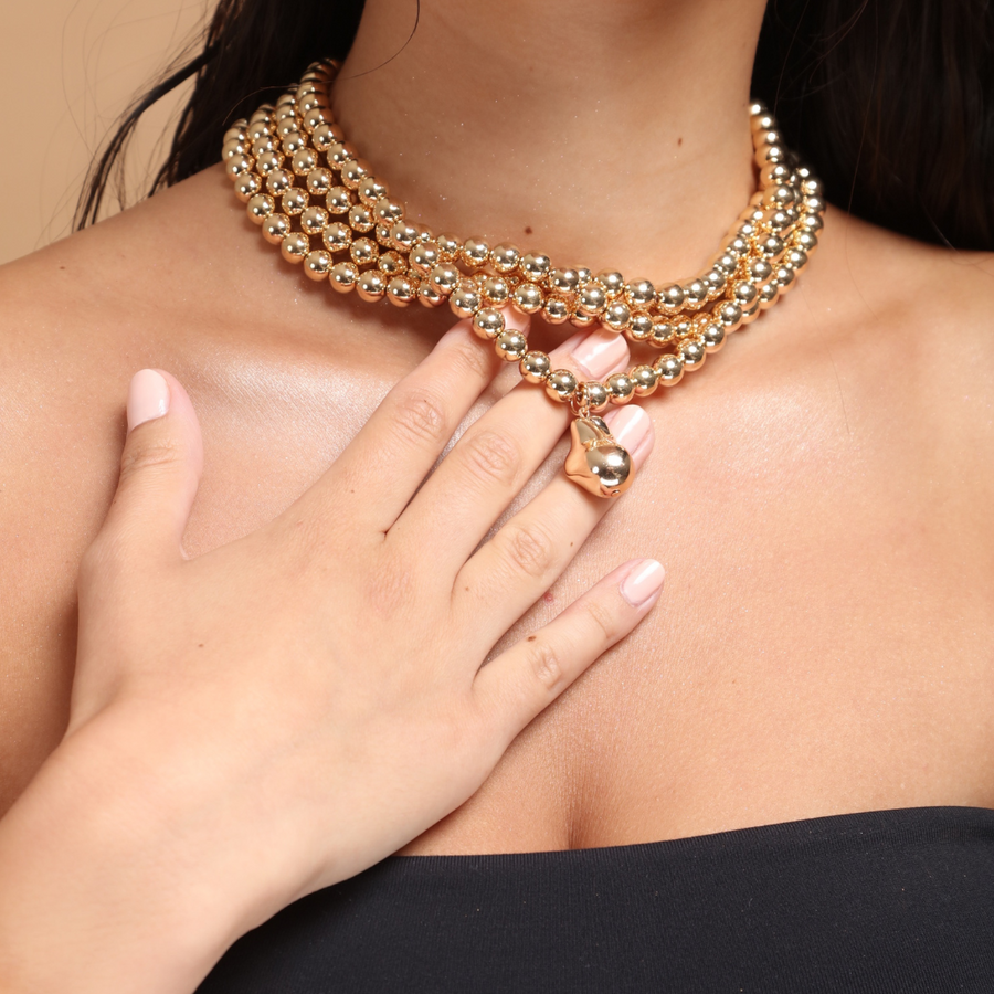 Layered Gold bolitas necklace