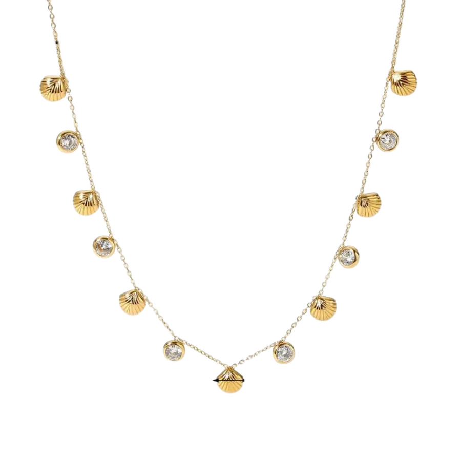 Conchitas y diamantes 18K Gold Necklace