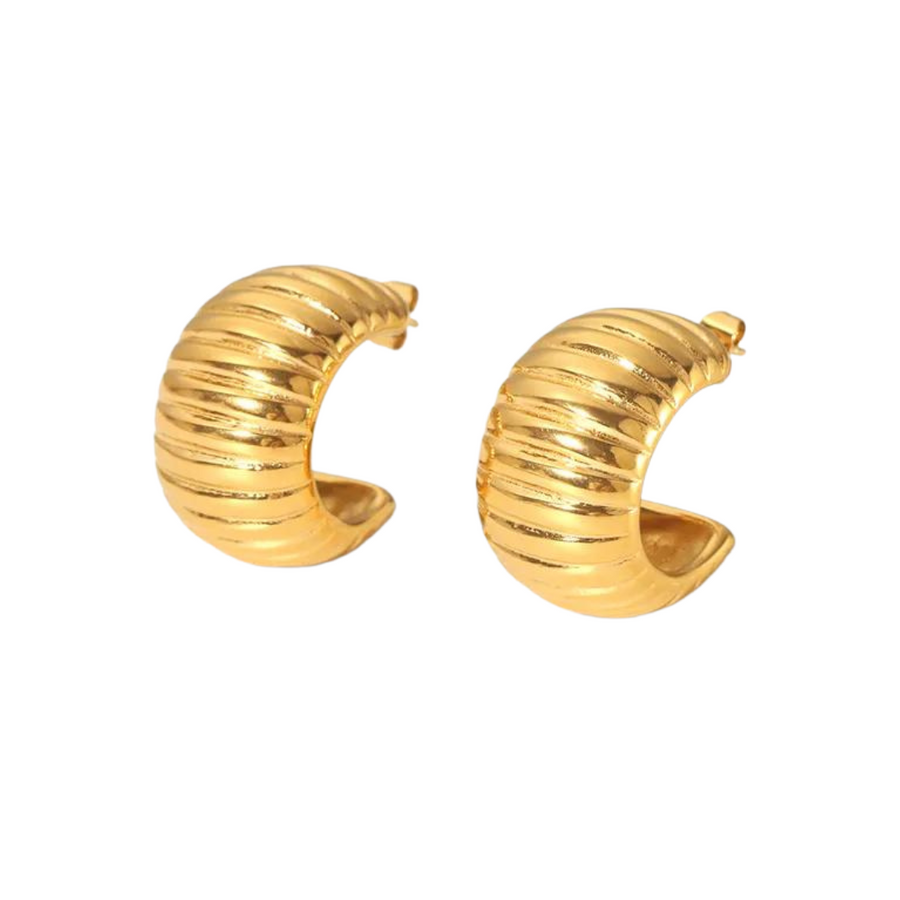 Classic Semicircle Stainless Steel 18K Gold Plated Hoop Earrings