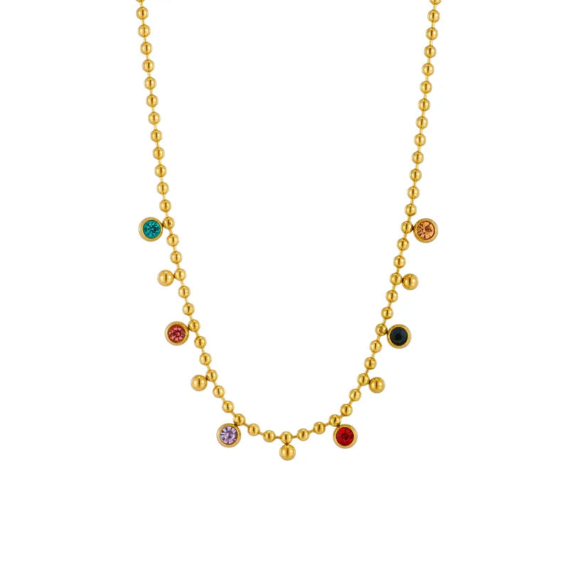 COLORES TITANIUM STEEL 14K NECKLACE