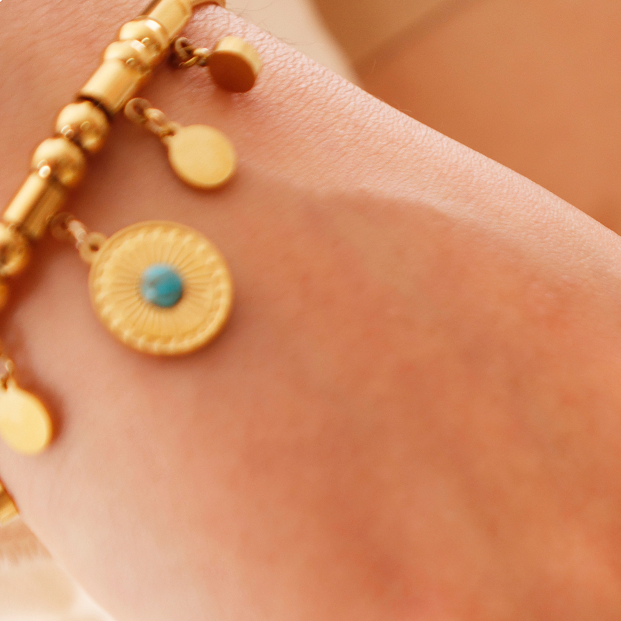 TURQUOISE GOLD PLATED BRACELET