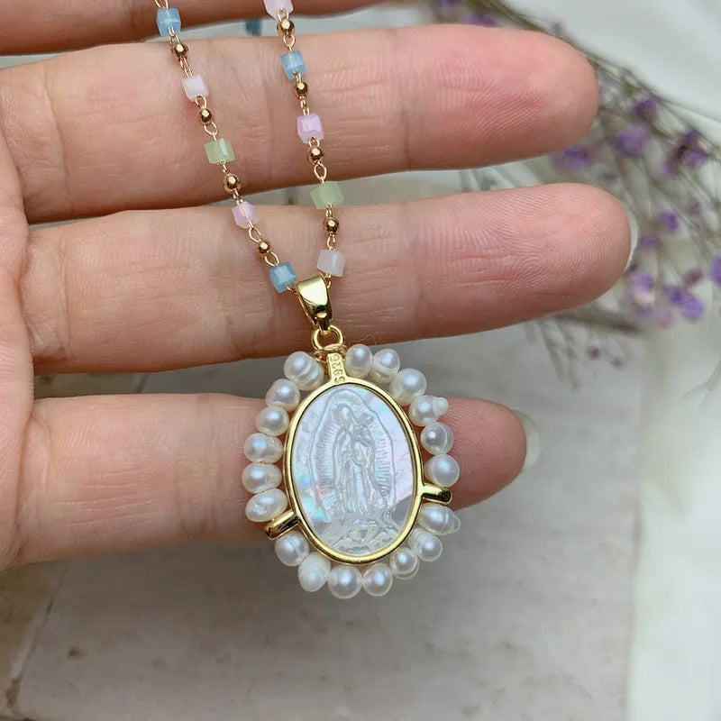 VIRGENCITA 18K PLATED PEARLY NECKLACE