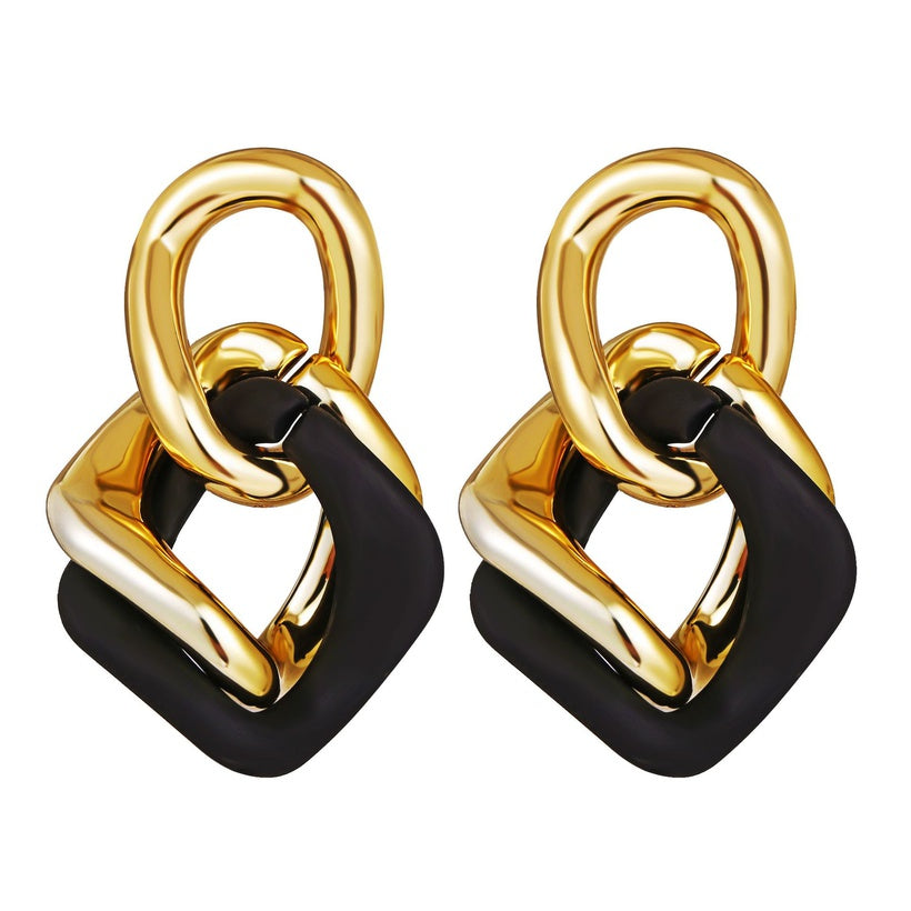 GOLD & BLACK TWISTED EARRINGS