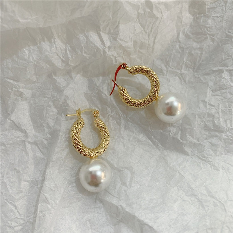 ZIRCONIUM WHITE PEARL EARRINGS