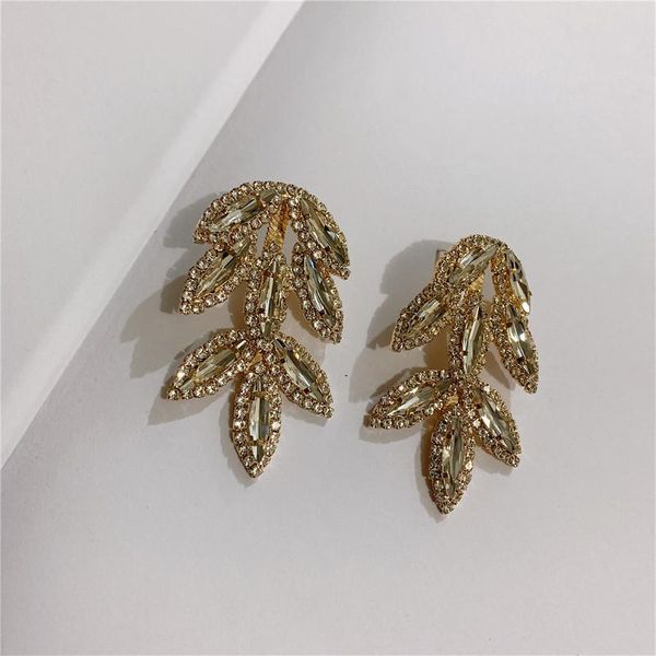 SPARKLING GEM LEAF EARRINGS