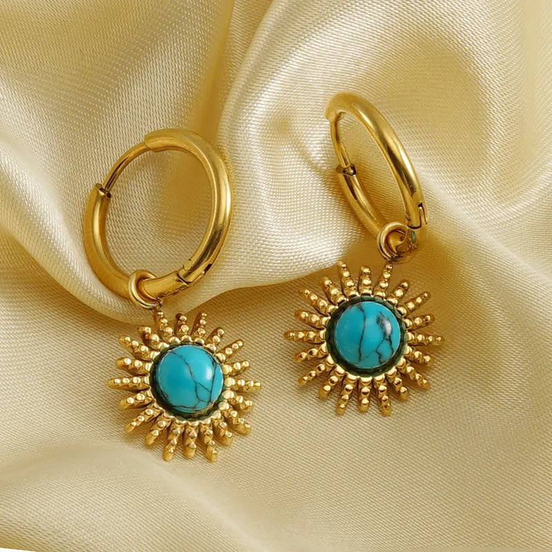 SOLECITO TURQUEZA 18K GOLD PLATED EARRINGS